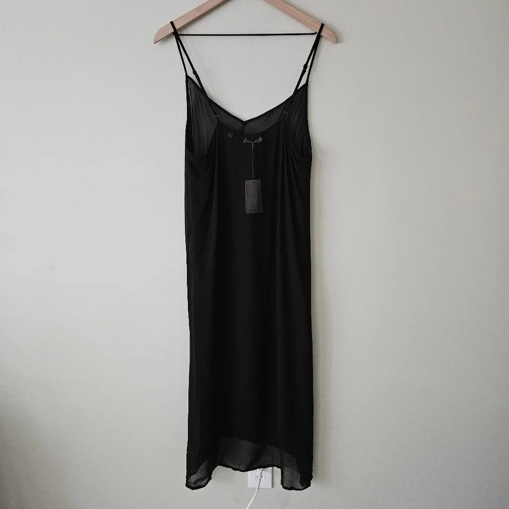 Doen Black Long Deep V Neck Slip Dress NWT - Picture 7 of 10